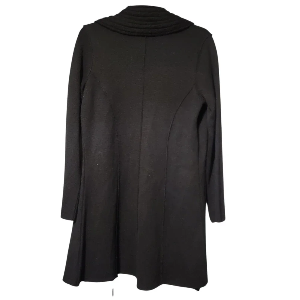 Clorinda Made in Italy‎ Black Merino Wool Mohair Blend Longline Cardigan Sweater